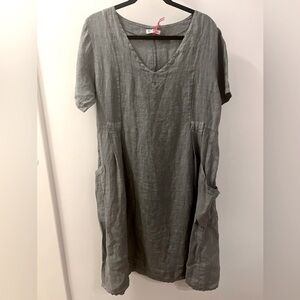 Made in Italy 100% Linen Dress Lagenlook Boho NWT Large L Cottagecore Peasant